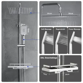 JOHO Edelstahl Duschsystem ohne Armatur Chrom 30x30cm