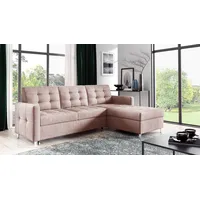 Fun Möbel Ecksofa Ecksofa Sofa NURI mit Ottomane in Stoff Luis, inkl. Schlaffunktion, Rundumbezug rosa