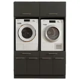 laundreezy 2X Waschmaschinenschrank mit 2X Schrankaufsatz, Anthrazit - Waschmaschinen-Überbauschrank TÜV-Zertifiziert mit viel Stauraum - 135 cm