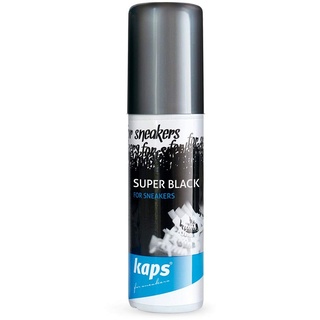 Kaps Schuhcreme Schwarz – Schuhfarbe und Lederfarbe zum Schuhe Färben für Schwarze Sneaker, Freizeitschuhe, Lederschuhe und Stoffschuhe Super Black, 75 ml - 75.00 ml