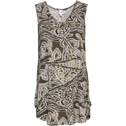 Viskose-Top, Druck khaki, 38