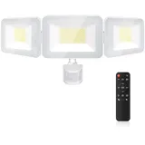 MEIHUA LED Strahler mit Bewegungsmelder Fernbedienung 100W, 9600LM 6500K Kaltweiß Außenstrahler mit verstellbaren 3 Köpfe LED Fluter IP66 Wasserdicht Scheinwerfer Flutlicht für Garage Terrasse