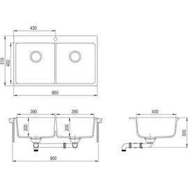 vidaXL Granitspüle Doppelbecken Schwarz