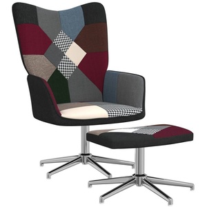 Sessel Modernes Design Patchwork Stuhl mit Hocker Fußstütze Patchy Plus 