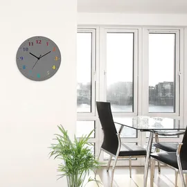 ARTland Wanduhr ARTLAND "Trendfarben", bunt (grau, bunt), B:30cm H:30cm T:1,8cm, Wanduhren, Wanduhr, wahlweise mit Quarz- oder Funkuhrwerk, lautlos ohne Tickgeräusche