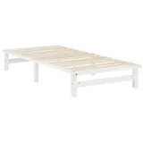 Homestyle4u 1965, Bett Holz Holzbett Palettenbett 90x200 cm Bettgestell mit Lattenrost Weiß Kiefer Bettrahmen Schlafzimmer