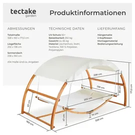 Tectake tectake® Hängematte Locarno für 2 Personen 328x160x171,5cm Teak