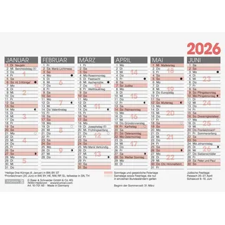 Brunnen Tafelkalender 2026