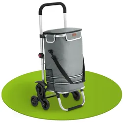 Juskys 3in1 Einkaufstrolley für Treppen - 56 L, modern & klappbar - Treppensteiger Trolley Grau