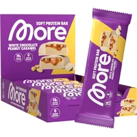 MORE Protein Bar, 10Er Box, White Chocolate Peanut Caramel, Protein Riegel Ohne