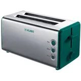 KUBO KBT4177 XL 2E Langschlitz-Toaster, Edelstahlgehäuse, Stoppfunktion, Auftaufunktion - Grün
