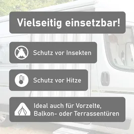 Lemodo Insektenschutz-Vorhang Türvorhang 90 x 200 cm Hellgrau-weiß