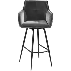 Home4You Barhocker, Grau - H 106 cm - Samtbezug - Metallgestell - 360 Grad drehbar