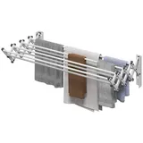 Fine Life Pro Wäscheständer Wandmontage – Ausziehbarer Trockenständer mit 8 Aluminiumstangen, Platzsparend für Innen & Außen, Silber