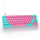 SOLIDEE mechanische Gaming Tastatur 65 Prozent,68 Tasten mit Lineare rote Schalter,Eisblaues Licht,kabelgebundene mechanische Tastatur mit LED-Hintergrundbeleuchtung,für PS5/PS4/Xbox(68 Miami)