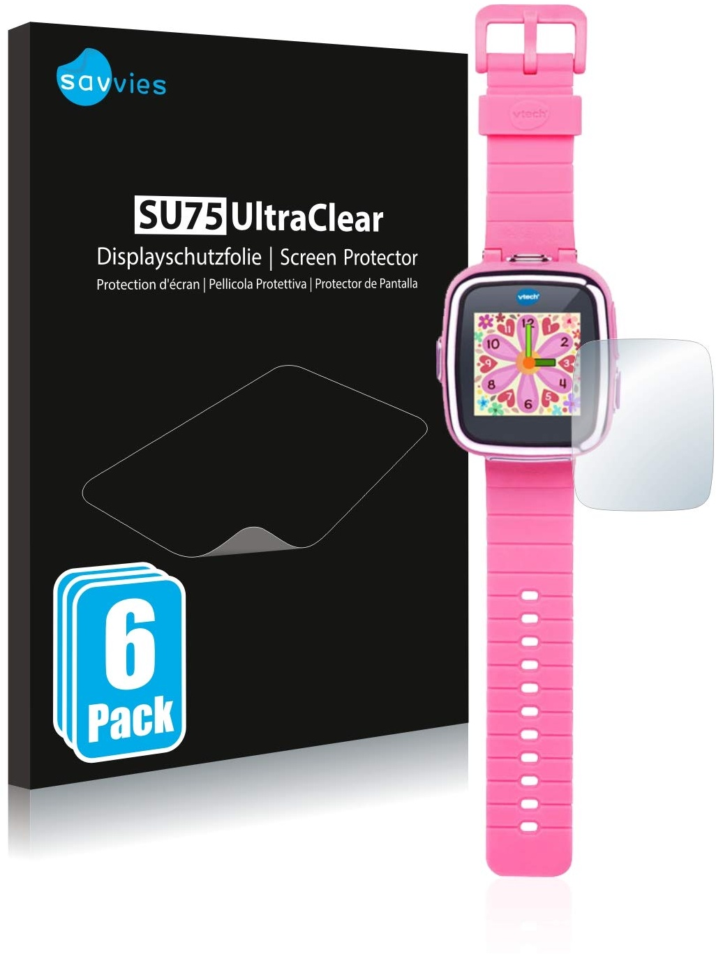 Savvies 6 Stück Schutzfolie für Vtech Kidizoom Smart Watch DX Displayschutz-Folie Ultra-Transparent