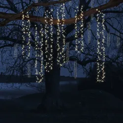 LED Lichterkette Kaskadenbeleuchtung - 6 Stränge - 480 warmweiße LED - 8 Funktionen - schwarz