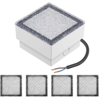 ledscom.de 5 Stück LED Pflasterstein Bodeneinbauleuchte CUS für außen, IP67, eckig, 10 x 10cm, warmweiß