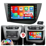 ESSGOO Für Seat Leon 1P1 2005-12 Android15 Autoradio Carplay GPS NAVI Mit USB Autoradio (RDS, 4+64GB(optional), Digitalradio (DAB), FM, SWC, Apple Carplay Android Auto GPS Navi WIFI BT EQ mit USB- und Type-C) schwarz