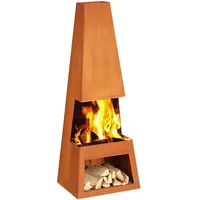Ben&Camilla Gartenkamin Pular in Edelrost Optik Cortenstahl 122 x 44 x 37 cm | extra robust & rostfrei | Feuerschale Feuerkorb Terrassenofen Gartenofen Feuerstelle Feuersäule Feuerskulptur
