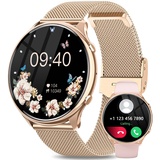 Fitonme Smartwatch Damen, 1,39" HD Touchscreen smartwatch mit Telefonfunktion, Armbanduhr mit 120+ Sportmodi Herzfrequenz SpO2 Schlafmonitor, IP67 Wasserdicht Fitnessuhr für Android iOS Roségold