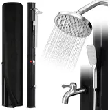 Bettizia Solardusche 20-60 Liter - bis 60°C – mit schwenkbarem Duschkopf, Fußdusche & Gartenschlauch - Schwarz