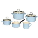 Krüger Sylt Topf-Set 5-tlg. 3 x Fleischtopf + Stieltopf + Milchtopf pastellblau