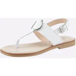 Zehentrenner HEINE, Damen, Gr. 37, weiß, Leder, Glattleder, Glattleder, modisch, Schuhe
