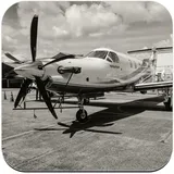 Untersetzer aus Kork – Flugzeug mit Propeller, Foto Schwarz und Weiß, 1 Stück (95 x 95 mm)