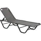 Outsunny Sonnenliege Strandliege 5-Stufige Alu Gartenliege Relaxliege Texteline Grau+Schwarz 163 x 58,5 x 91 cm