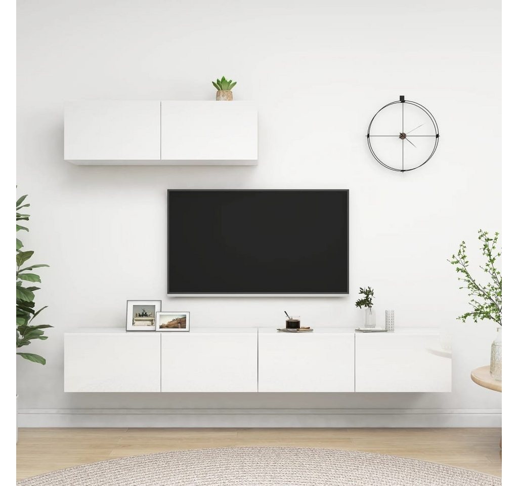 vidaXL TV-Schrank TV-Schränke 3 Stk. Hochglanz-Weiß Holzwerkstoff (3-St) weiß 100 cm x 30 cm