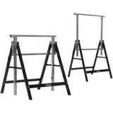 Trutzholm 2 x Arbeitsbock 7-fach höhenverstellbar bis 400 kg Stahl lackiert schwarz Klappbock Gerüstbock Unterstellbock Gerüst Stützbock (Set),