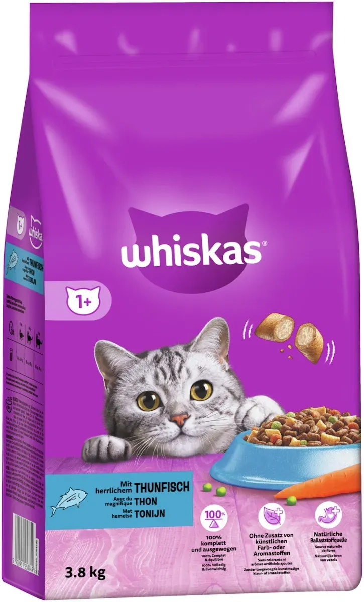 Whiskas Trocken 1+ mit Thunfisch Katzentrockenfutter  3,8 Kilogramm