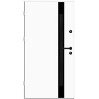 Aluminium-Stahl Nebeneingangstür "SABRINA" BLACKLINE Weiß RAL 9016 beidseitig außen öffnend DIN links