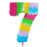 Pinata Zahl 7 pastell bunt 7. Geburtstag Party Spiel Dekoration Deko Kindergeburtstag
