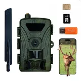 ZYJDGNNY Secacam 4G 4K 60MP Wildkamera mit Handyübertragung, Bewegungsmelder, 60° Winkel, SIM Karte, 32GB Speicherkarte - Professionelle Wildtierkamera