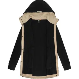 Ragwear Damen, warme Teddyjacke lang Fleecemantel mit Kapuze Letti Teddy-Fleece YOUMODO Black Gr. 5XL (50), schwarz, Plüsch, Material: 100% Polyester, figurumspielend ca.