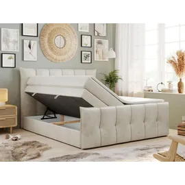 MKS King Boxspringbett 140 x 200 cm H4 Beige
