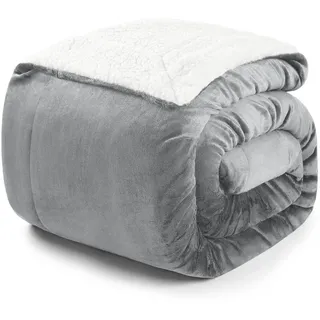 Blumtal Kuscheldecke Grau, Rechteckig, 240x220 cm OEKO-TEX Standard 100, Wohntextilien, Decken, Kuscheldecken