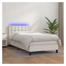vidaXL Boxspringbett mit Matratze & LED Weiß 80x200 cm Kunstleder