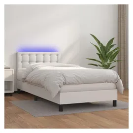 vidaXL Boxspringbett mit Matratze & LED Weiß 80x200 cm Kunstleder