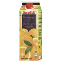 Wesergold Orangensaft 100 % Fruchtgehalt Tetra Pack  8 x 1 l (8 l)