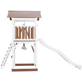Axi Beach Tower mit Doppelschaukel braun / Weiße Rutsche