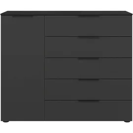 LeGer Home by Lena Gercke Kommode SERINA 120 x 100 x 42 cm Schwarz / Schwarz Mattglas