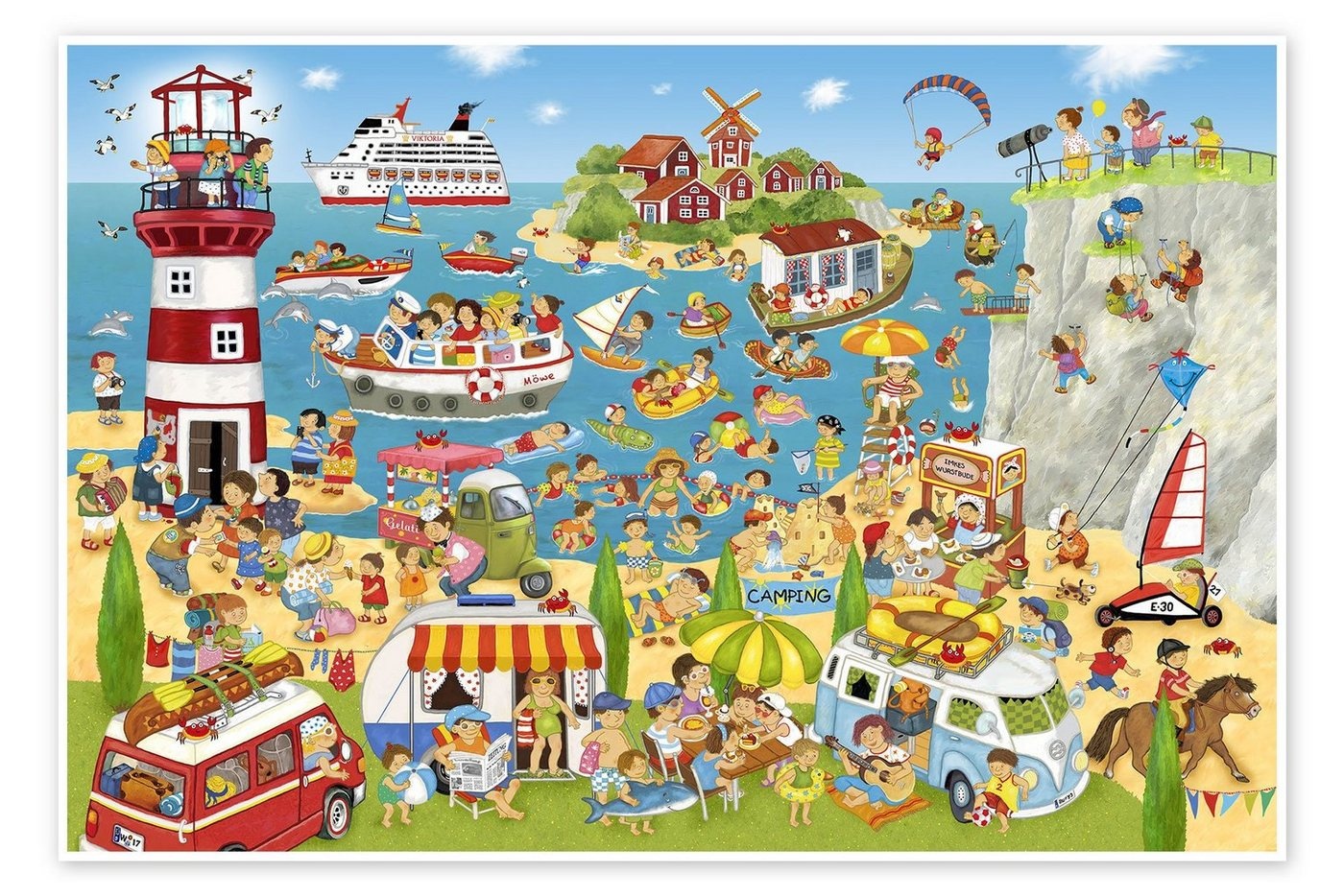 Posterlounge Poster Marion Krätschmer, Sommer, Strand und Camping, Jungenzimmer Maritim Kindermotive 30 cm x 20 cm