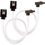 Corsair Premium Sleeved SATA 3 Kabel gewinkelt/gerade (6Gbps, 30 cm 90°) Weiß