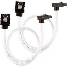 Corsair Premium Sleeved SATA 3 Kabel gewinkelt/gerade (6Gbps, 30 cm 90°) Weiß