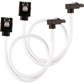 Corsair Premium Sleeved SATA 3 Kabel gewinkelt/gerade (6Gbps, 30 cm 90°) Weiß
