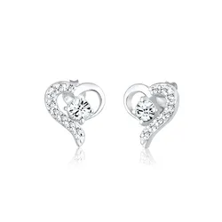 Paar Ohrstecker »Herz Liebe Kristalle 925 Silber Stecker«, 726352-0 Silber + weiß mit Steinen