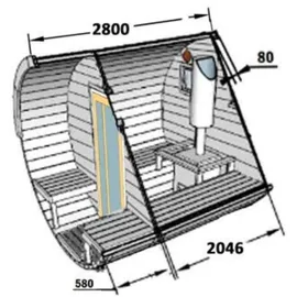 FinnTherm Fasssauna Carrie 2 Sitzbänke aus Holz Wandstärke 42 mm